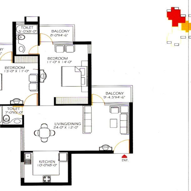 Spacious 2BHK for Rent at Omaxe Heights, Faridabad - Ideal Living in Prime Location-5